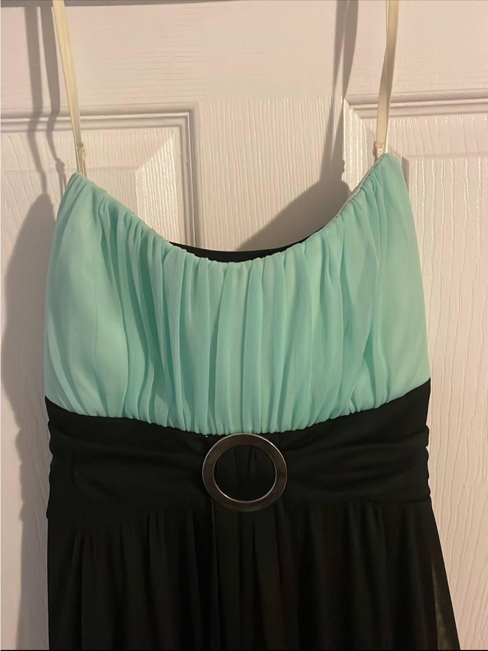 Crystal Doll Mint and Black Spaghetti Strap Cocktail Dress - Picture 3 of 6
